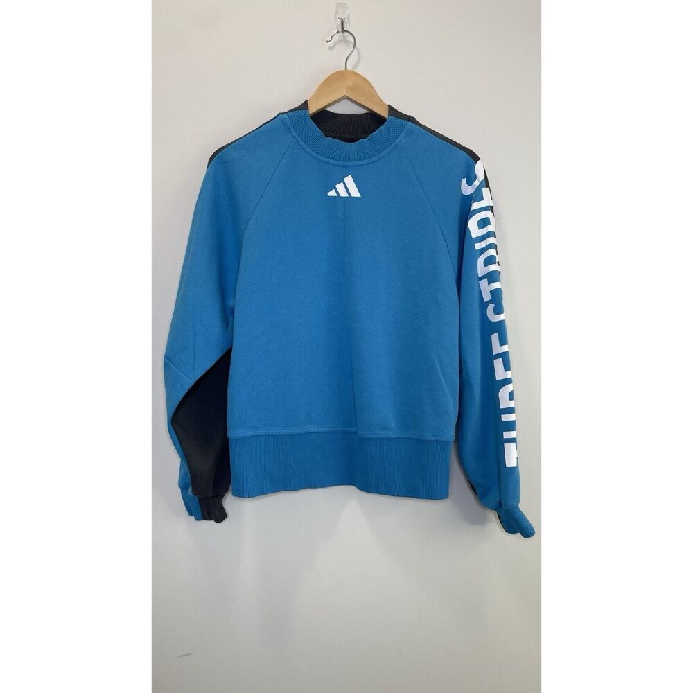 Adidas Japan Three Stripes Colorblock Pullover Sweatshirt Blue Women's Medium - Picture 2 of 13